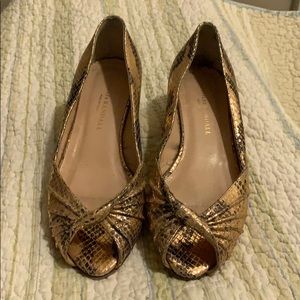 Loefffler Randall gold snakeskin flats